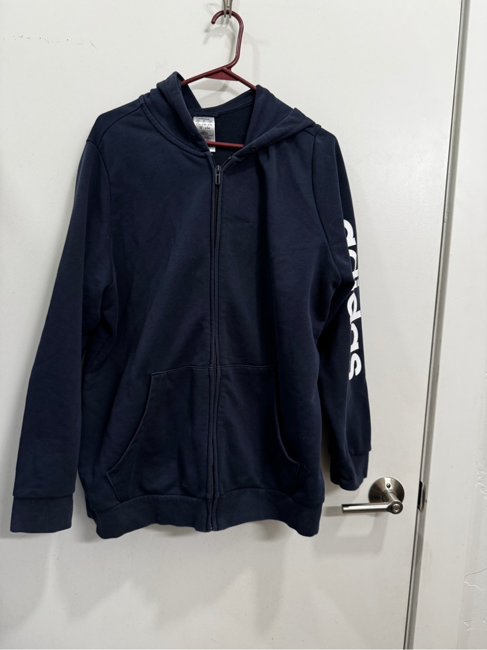 adidas Navy Zip Hoodie with Sleeve Logo
